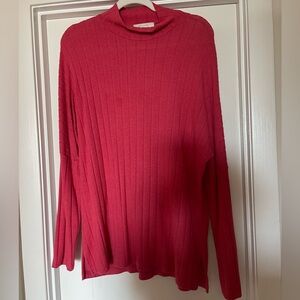 Eri + Ali | red ribbed mock-neck top | size M